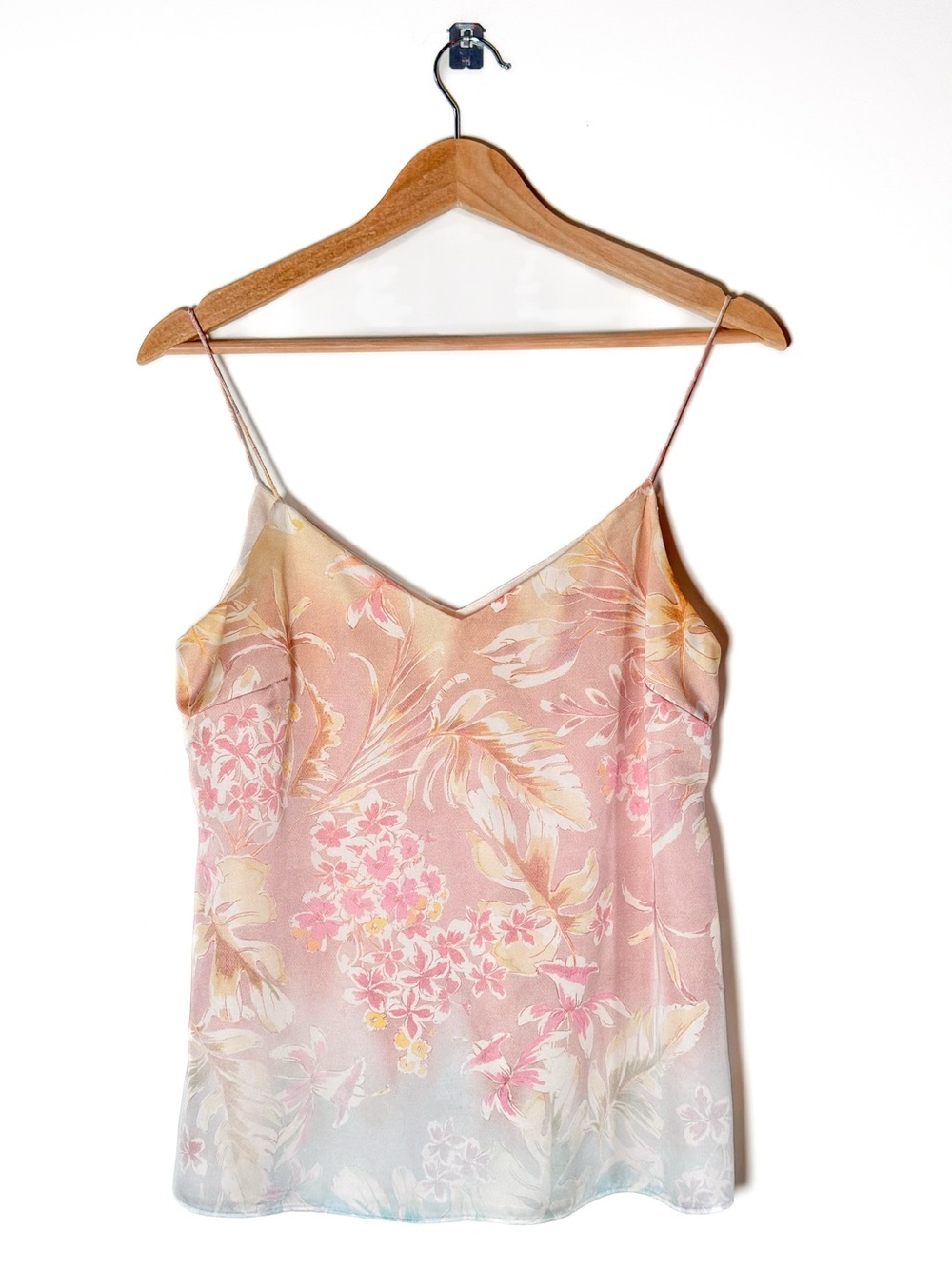 Amanda Uprichard - Pastel Pink Floral Satin Camisole Tank Blouse Summer